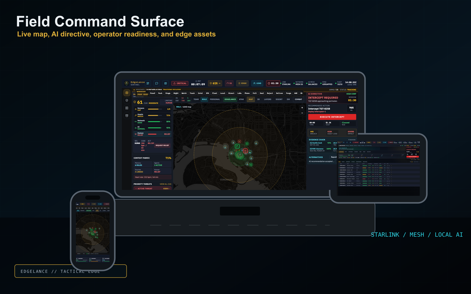 EdgeLance watch mission flow screen