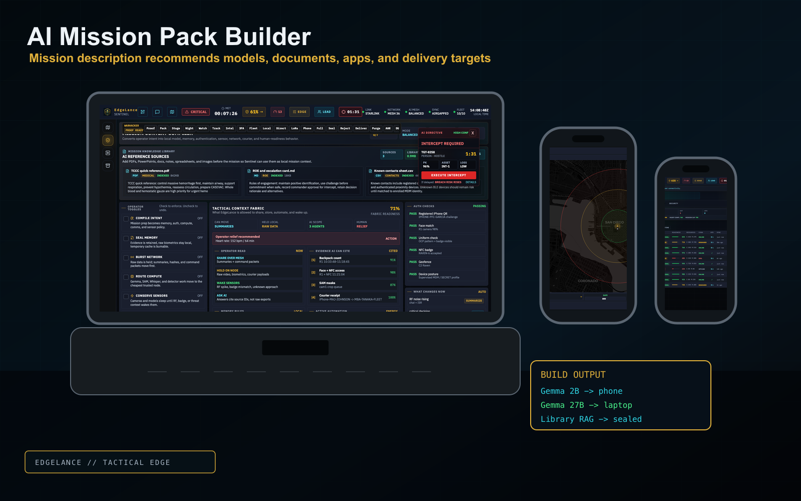 EdgeLance build mission flow screen