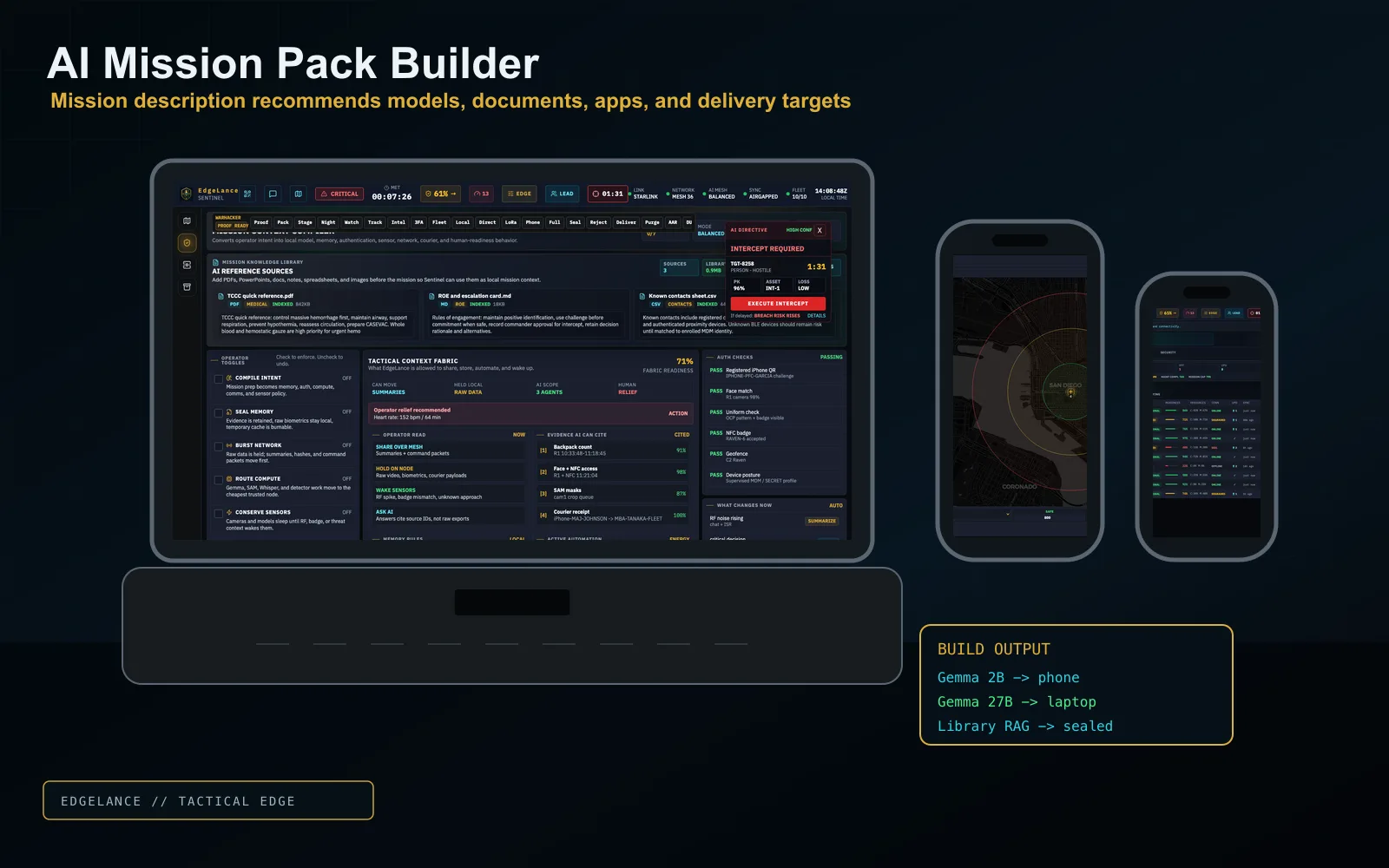 EdgeLance build mission flow screen